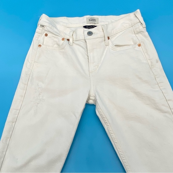 Citizens Of Humanity Distressed Racer White Jeans Size 25 - Picture 3 of 11